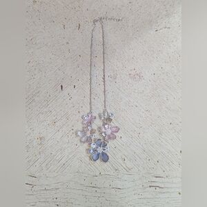 Floral Silver and Pink Necklace